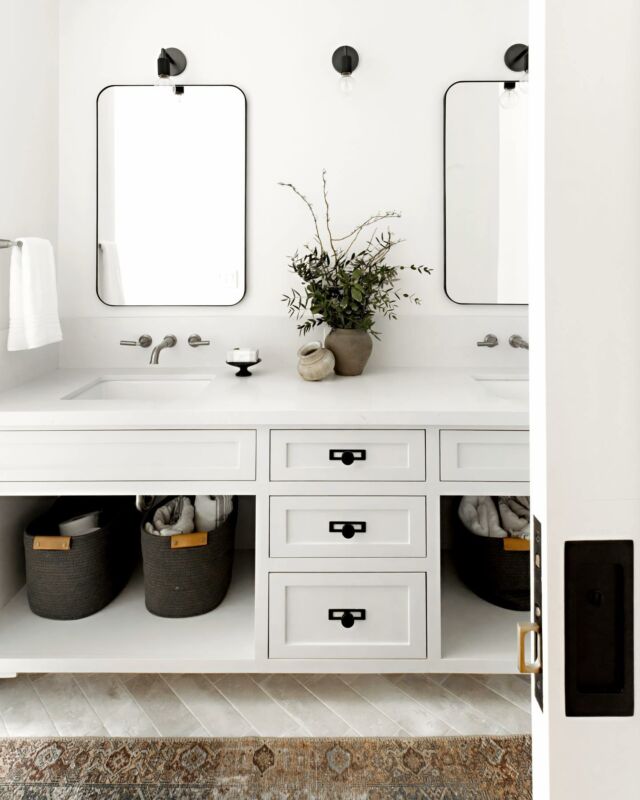 The epitome of our "Clean Fresh Modern” signature style is ALL here in this oh so lovely kids shared bath. 

Our Mission:  To open and access an adjacent closet in order to expand the existing space to add a second sink and large custom vanity, and design it all using durable and easy maintenance materials that will grow with the kids over time. 

We used high contrast, light industrial, and farmhouse touches as our concept, and carefully weaved all these classic elements together while keeping our focus on function and simplicity!

We couldn't love this space, or our very incredible clients, more! #4ptclientnapachicmeetshamptonsfarmhouse 🤍

Happy Wednesday, beautiful friends! 

Architectural + Interior Design - Build @4ptdesignbuild
Photography @public311Design

#CleanFreshModern #california #interiorsforrealliving